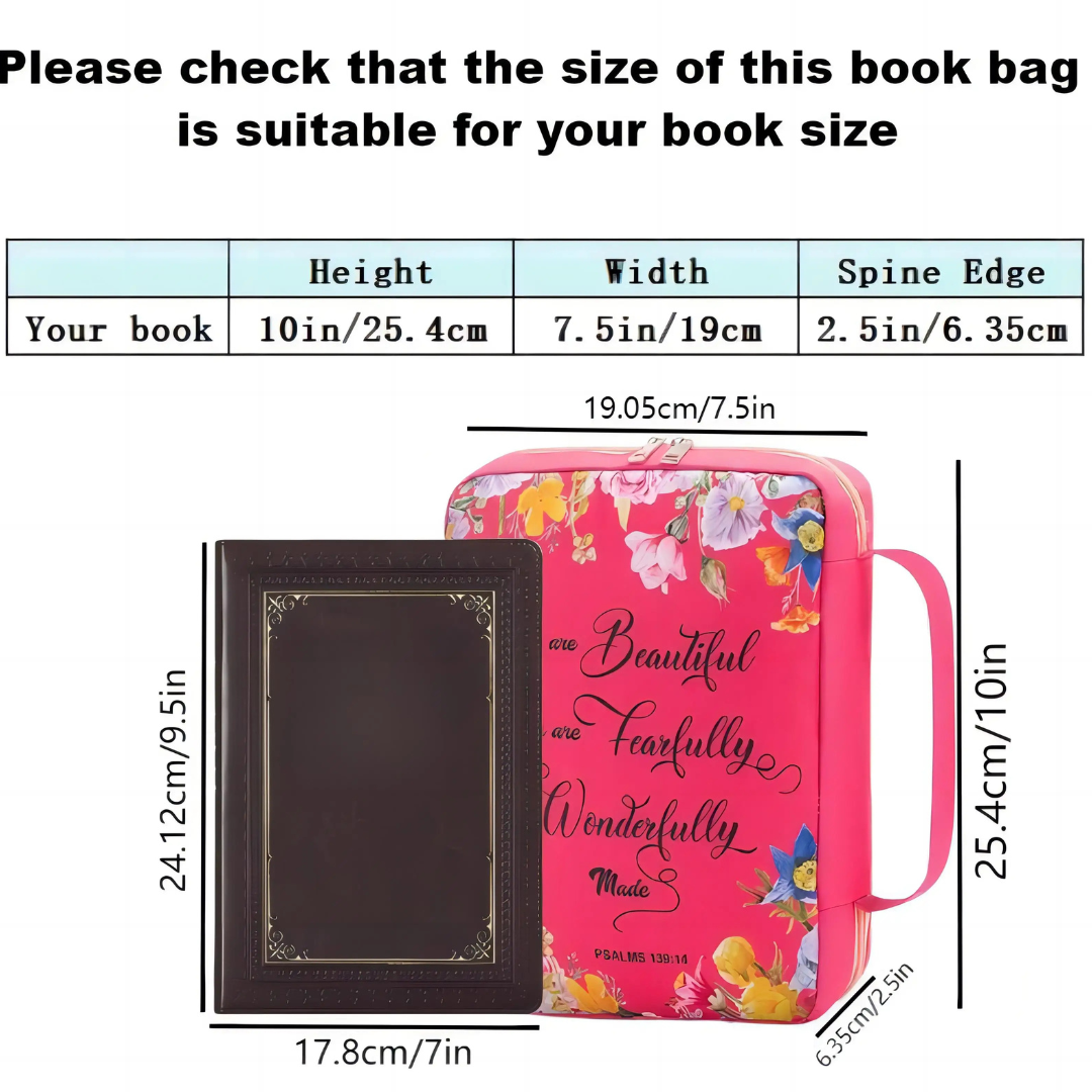 Grace in Bloom Bible carry bag dimensions