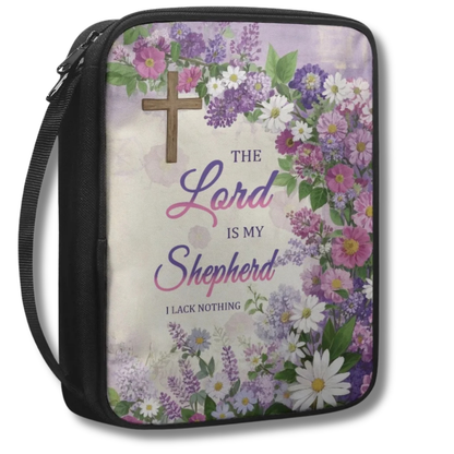 The Lord is My Shepherd I Lack Nothing - Floral Bible Carry Bag