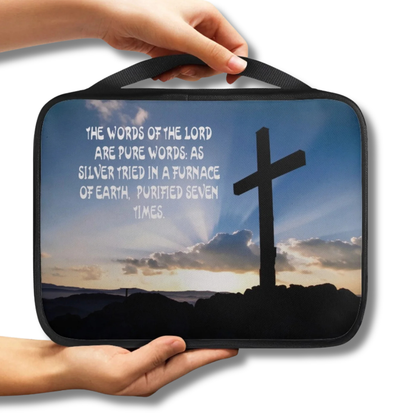 Pure Words Hilltop Cross Scenic Scripture Bible Carry Bag with cross artwork
