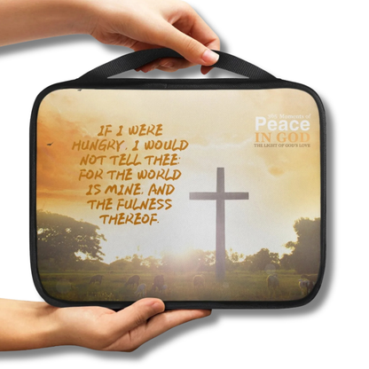The World Is Mine Golden Cross Scenic Scripture Bible Carry Bag with cross artwork