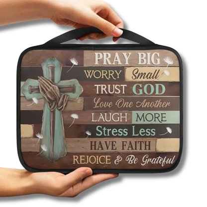 Pray Big Trust God Rustic Faith Scenic Scripture Bible Carry Bag with faith artwork