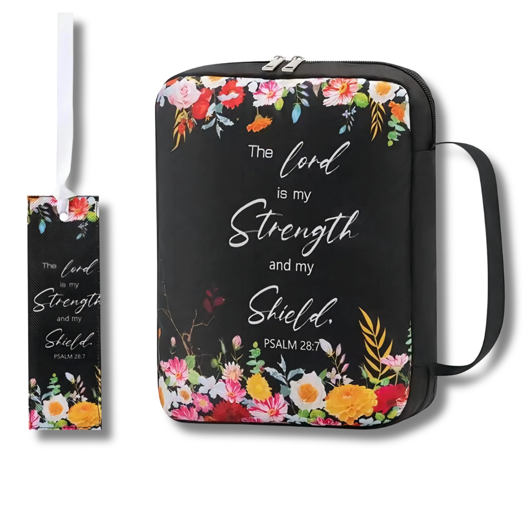 My Strength My Shield Bold Bloom Bible carry bag