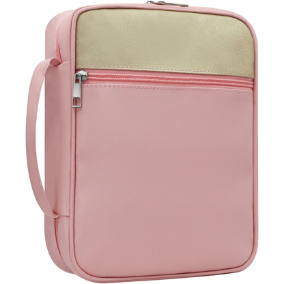 Mercy Pink Quiet Faith Bible Case with front zipper pocket and side handle