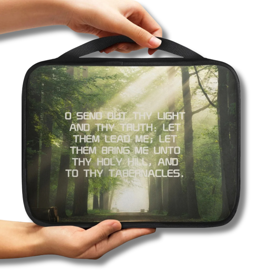 Send Out Thy Light Forest Path Scenic Scripture Bible Carry Bag with scenic artwork