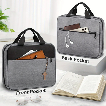 Front and back views of the gray Study Companion Bible carry case