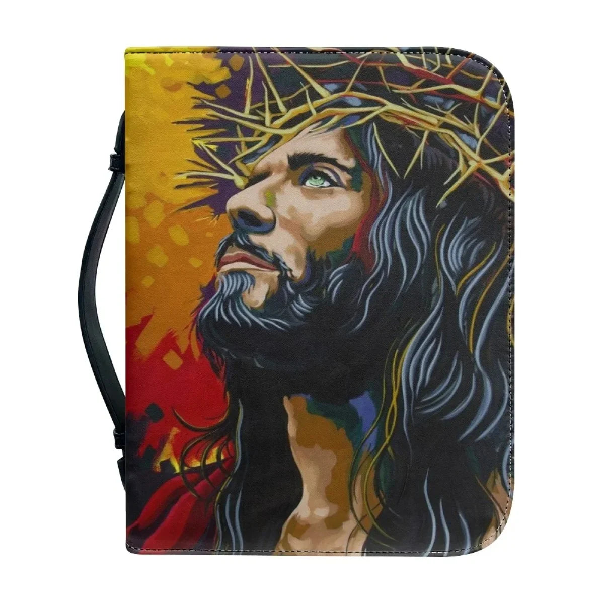 Bible carry case with a close-up portrait of Jesus wearing a crown of thorns