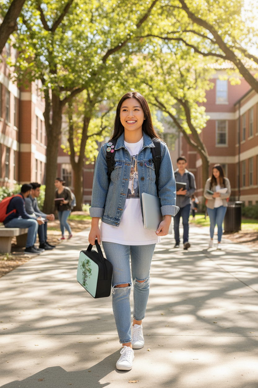 Asian Student Campus - Ivy Cross Bible Bag by Handle